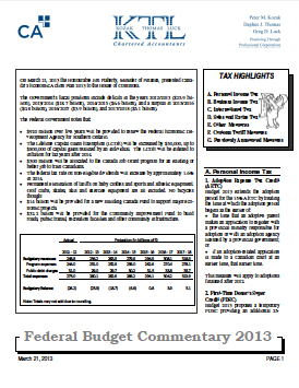 Federal Budget Commentary 2013